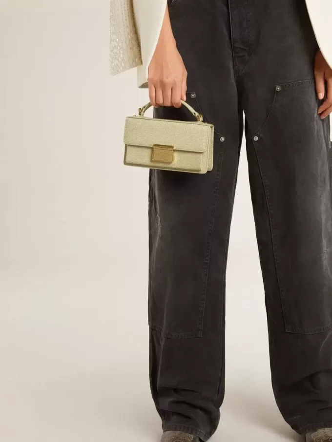Bolso Venezia pequeño en piel con estampado de pitón verde claro y detalles dorados Bolso Venezia pequeño en piel con estampado de pitón verde claro y detalles dorados