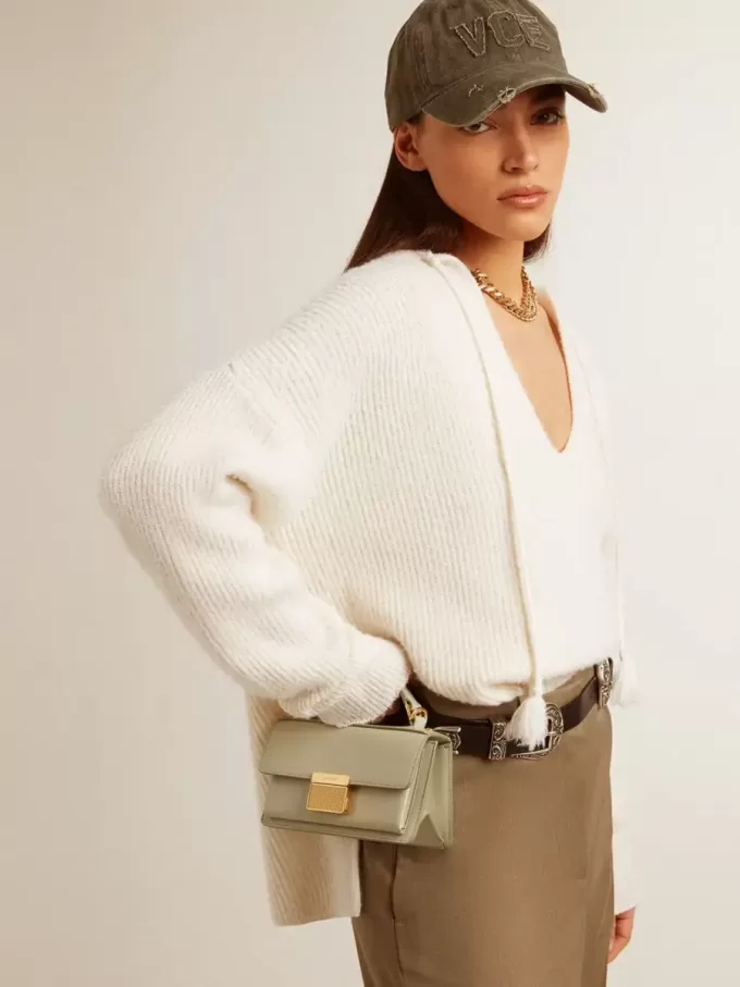 Bolso Venezia pequeño en piel gris mineral con detalles dorados Bolso Venezia pequeño en piel gris mineral con detalles dorados