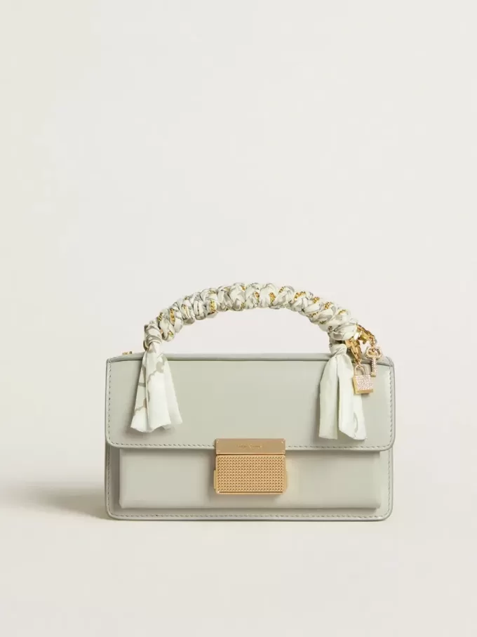 Bolso Venezia pequeño en piel gris mineral con detalles dorados Bolso Venezia pequeño en piel gris mineral con detalles dorados