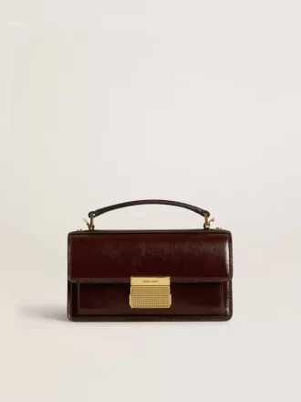 Bolso Venezia pequeño en piel laminada marrón oscuro con detalles dorados Bolso Venezia pequeño en piel laminada marrón oscuro con detalles dorados