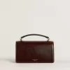 Bolso Venezia pequeño en piel laminada marrón oscuro con detalles dorados Bolso Venezia pequeño en piel laminada marrón oscuro con detalles dorados