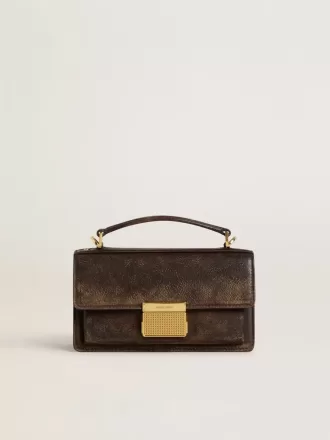 Bolso Venezia pequeño en piel marrón oscuro con hebilla dorada