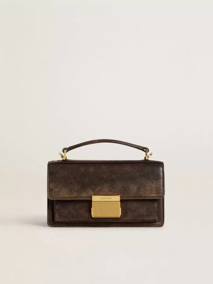 Bolso Venezia pequeño en piel marrón oscuro con hebilla dorada Bolso Venezia pequeño en piel marrón oscuro con hebilla dorada
