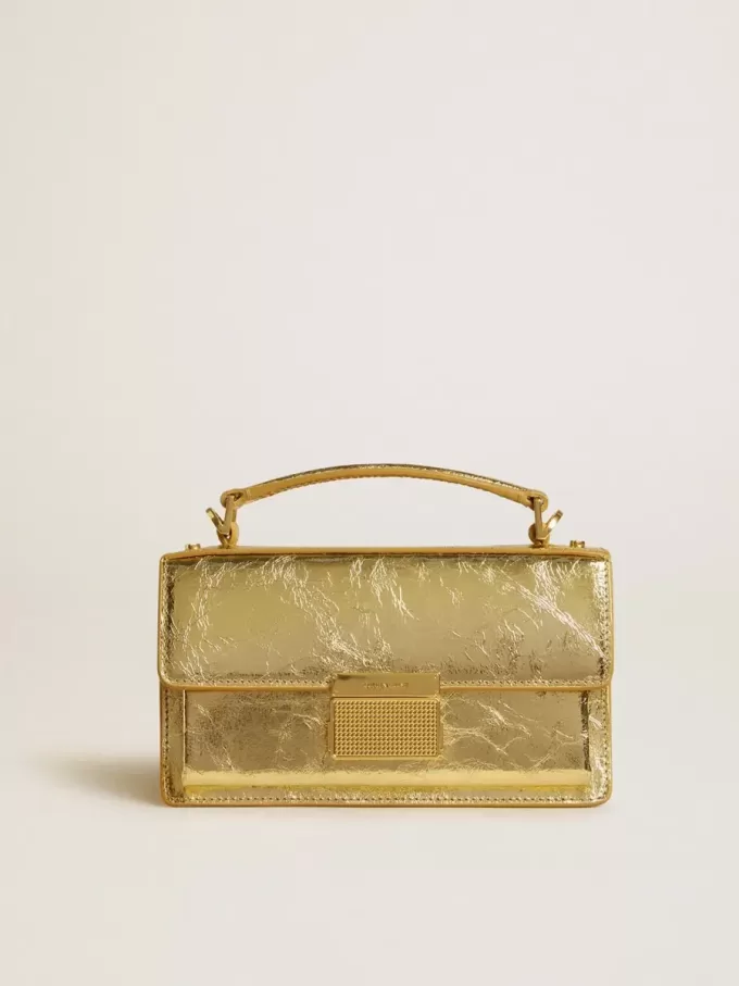 Bolso Venezia pequeño en piel metalizada dorada con detalles dorados. Bolso Venezia pequeño en piel metalizada dorada con detalles dorados.
