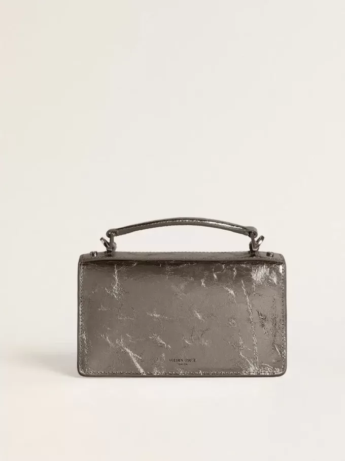 Bolso Venezia pequeño en piel metalizada gris antracita con detalles en negro Bolso Venezia pequeño en piel metalizada gris antracita con detalles en negro