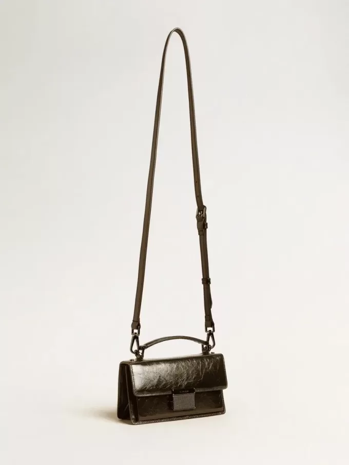 Bolso Venezia pequeño en piel metalizada negra con detalles negros Bolso Venezia pequeño en piel metalizada negra con detalles negros