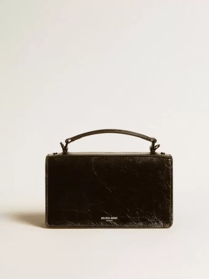 Bolso Venezia pequeño en piel metalizada negra con detalles negros Bolso Venezia pequeño en piel metalizada negra con detalles negros