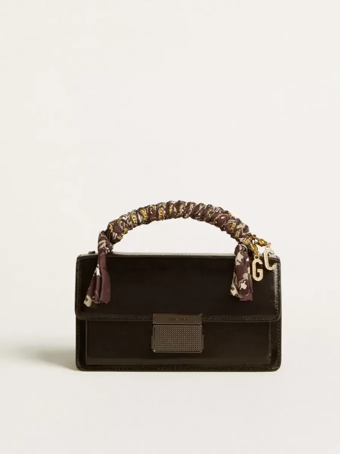 Bolso Venezia pequeño en piel metalizada negra con detalles negros Bolso Venezia pequeño en piel metalizada negra con detalles negros