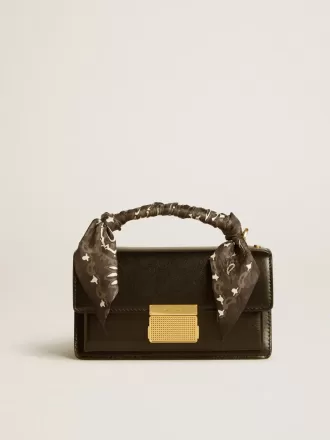 Bolso Venezia pequeño en piel negra con pañuelo de seda