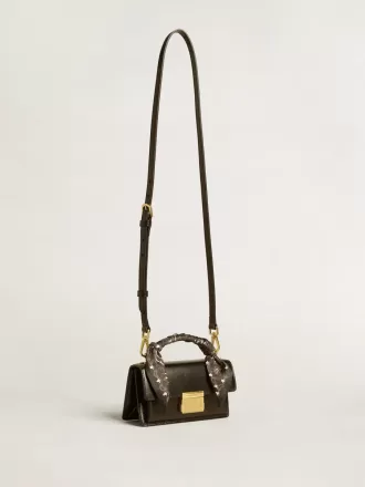 Bolso Venezia pequeño en piel negra con pañuelo de seda