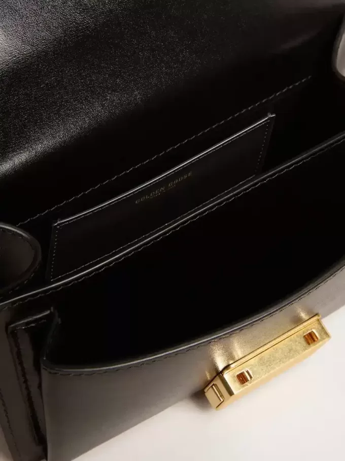 Bolso Venezia pequeño en piel negra con pañuelo de seda Bolso Venezia pequeño en piel negra con pañuelo de seda
