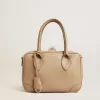 Bolso Vita en piel color topo con detalles dorados Bolso Vita en piel color topo con detalles dorados