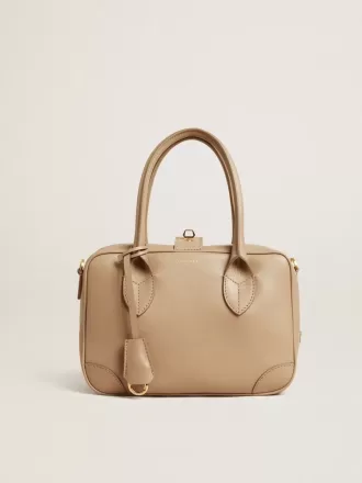 Bolso Vita en piel color topo con detalles dorados