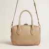 Bolso Vita en piel color topo con detalles dorados Bolso Vita en piel color topo con detalles dorados