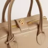 Bolso Vita en piel color topo con detalles dorados Bolso Vita en piel color topo con detalles dorados