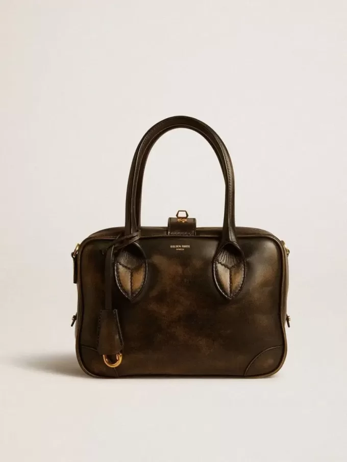 Bolso Vita en piel envejecida negra con detalles dorados Bolso Vita en piel envejecida negra con detalles dorados