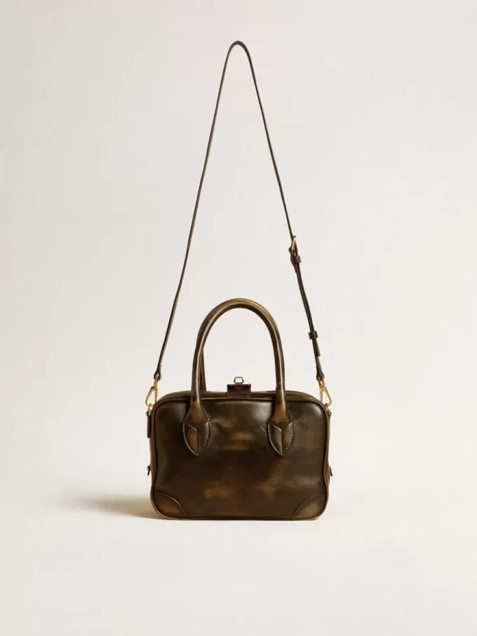 Bolso Vita en piel envejecida negra con detalles dorados Bolso Vita en piel envejecida negra con detalles dorados