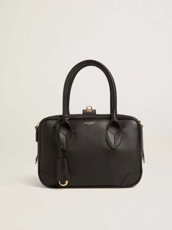 Bolso Vita en piel lisa negra con detalles dorados Bolso Vita en piel lisa negra con detalles dorados