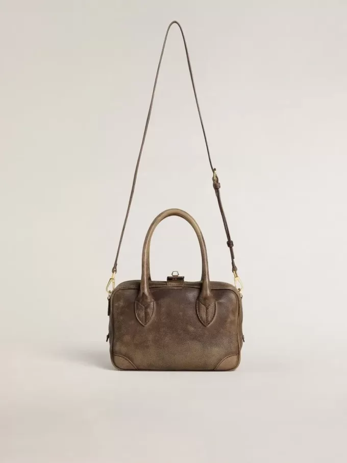 Bolso Vita en piel vintage marrón con detalles dorados Bolso Vita en piel vintage marrón con detalles dorados