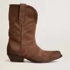 Botas bajas de mujer en ante lavado marrón oscuro Botas bajas de mujer en ante lavado marrón oscuro