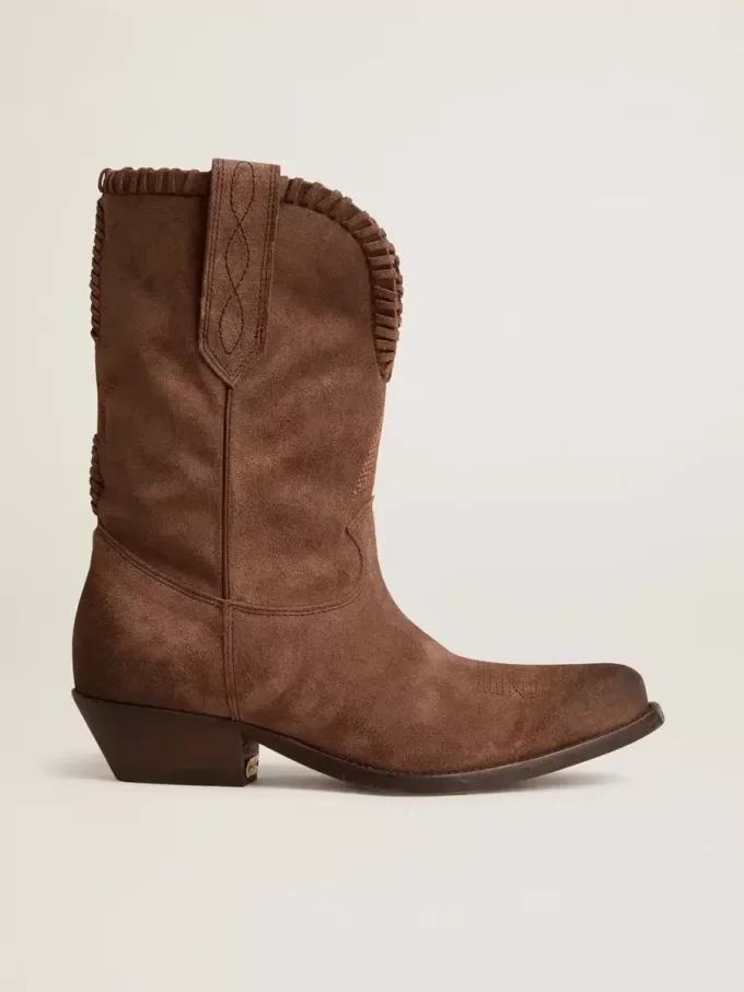 Botas bajas de mujer en ante lavado marrón oscuro Botas bajas de mujer en ante lavado marrón oscuro