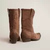 Botas bajas de mujer en ante lavado marrón oscuro Botas bajas de mujer en ante lavado marrón oscuro
