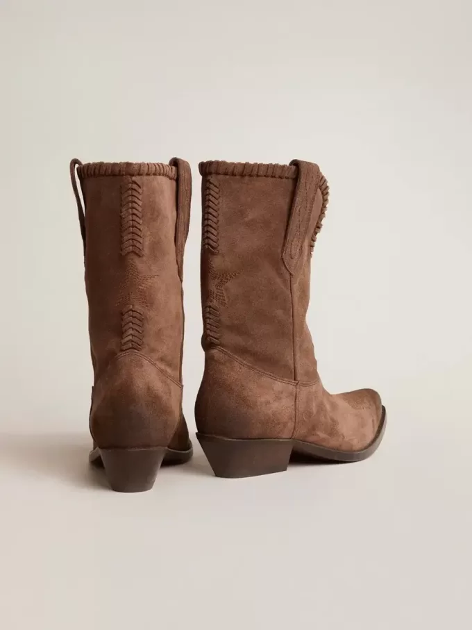 Botas bajas de mujer en ante lavado marrón oscuro Botas bajas de mujer en ante lavado marrón oscuro