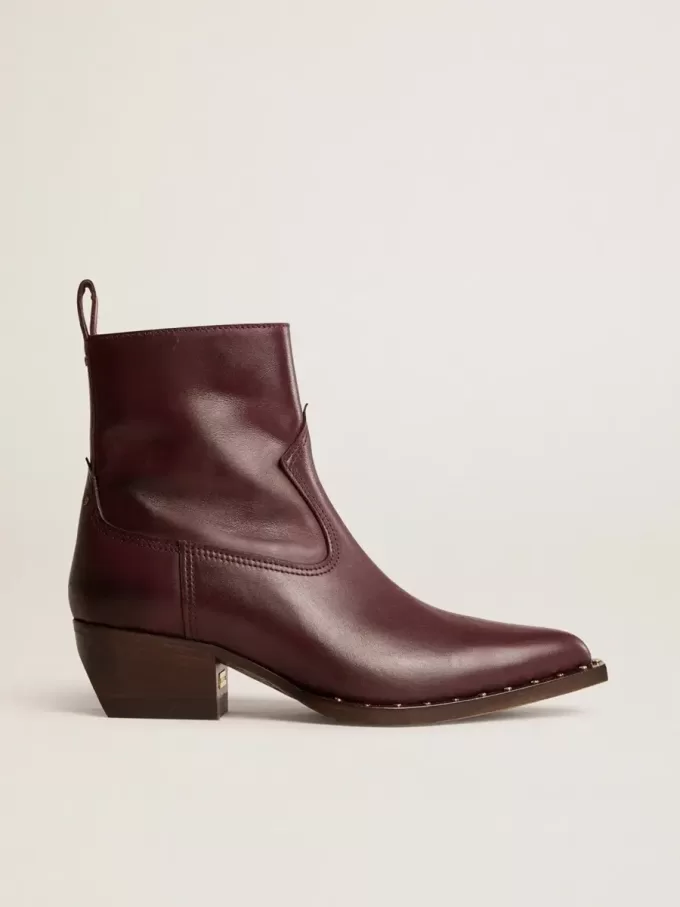 Botas bajas Debbie para mujer en piel burdeos Botas bajas Debbie para mujer en piel burdeos