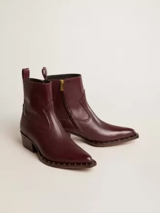 Botas bajas Debbie para mujer en piel burdeos