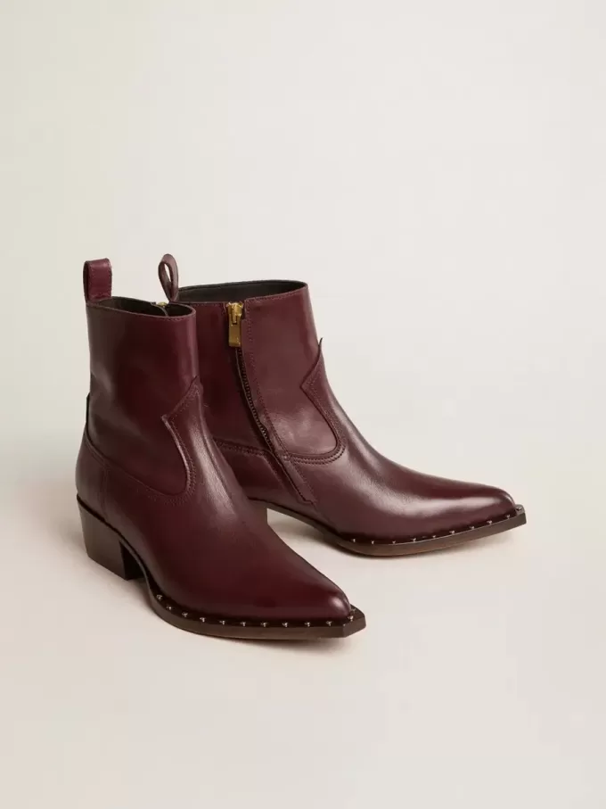 Botas bajas Debbie para mujer en piel burdeos Botas bajas Debbie para mujer en piel burdeos