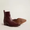 Botas bajas Debbie para mujer en piel burdeos Botas bajas Debbie para mujer en piel burdeos