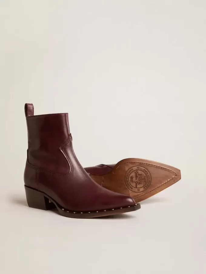 Botas bajas Debbie para mujer en piel burdeos Botas bajas Debbie para mujer en piel burdeos