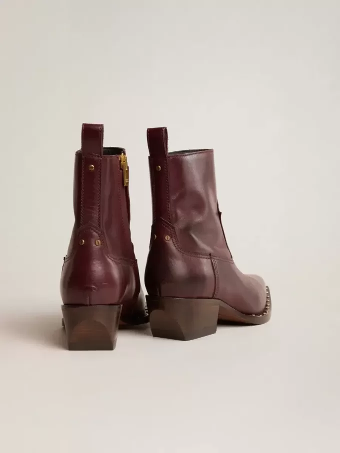 Botas bajas Debbie para mujer en piel burdeos Botas bajas Debbie para mujer en piel burdeos