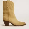 Botas bajas Wish Star en ante encerado color arena con bordado de estrellas