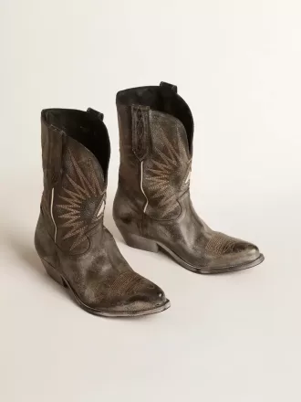 Botas bajas Wish Star para hombre en piel negra con estrella plateada