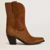 Botas bajas Wish Star para mujer en ante color coñac con bordado de estrellas Botas bajas Wish Star para mujer en ante color coñac con bordado de estrellas