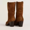 Botas bajas Wish Star para mujer en ante color coñac con bordado de estrellas Botas bajas Wish Star para mujer en ante color coñac con bordado de estrellas