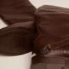 Botas Charlie para mujer en piel marrón oscuro y abrazadera en el talón Botas Charlie para mujer en piel marrón oscuro y abrazadera en el talón