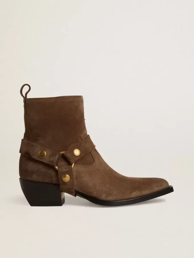 Botas Debbie bajas en ante gris paloma con hebilla extraíble Botas Debbie bajas en ante gris paloma con hebilla extraíble