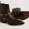 Botas Debbie bajas en piel marrón oscuro con hebilla extraíble Botas Debbie bajas en piel marrón oscuro con hebilla extraíble