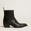 Botas Debbie bajas en piel negra con estampado de serpiente Botas Debbie bajas en piel negra con estampado de serpiente
