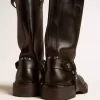 Botas Kurt de piel negra brillante con hebilla y tachuelas plateadas Botas Kurt de piel negra brillante con hebilla y tachuelas plateadas