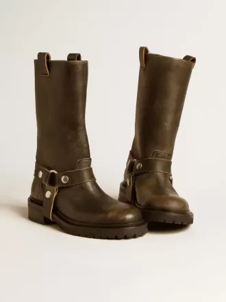 Botas Kurt de piel negra con hebilla plateada