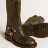 Botas Kurt de piel negra con hebilla plateada Botas Kurt de piel negra con hebilla plateada