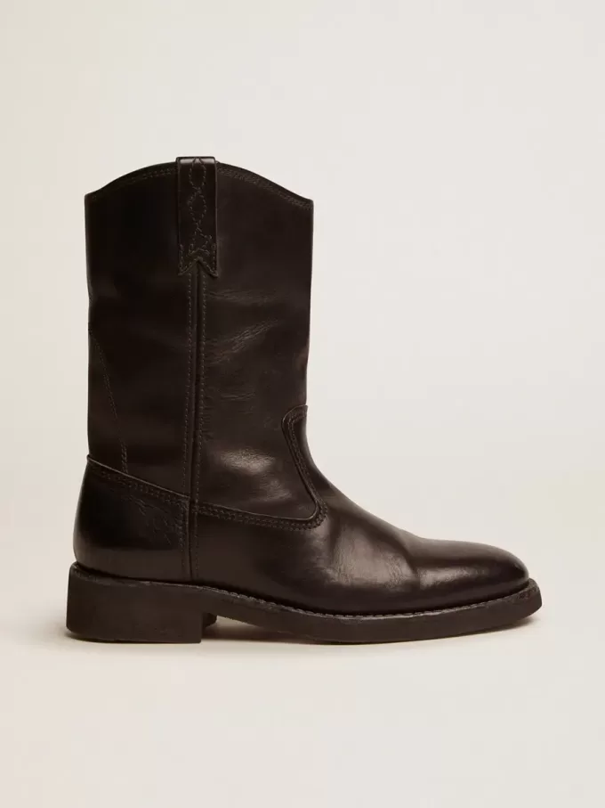 Botas moteras de piel negra Botas moteras de piel negra