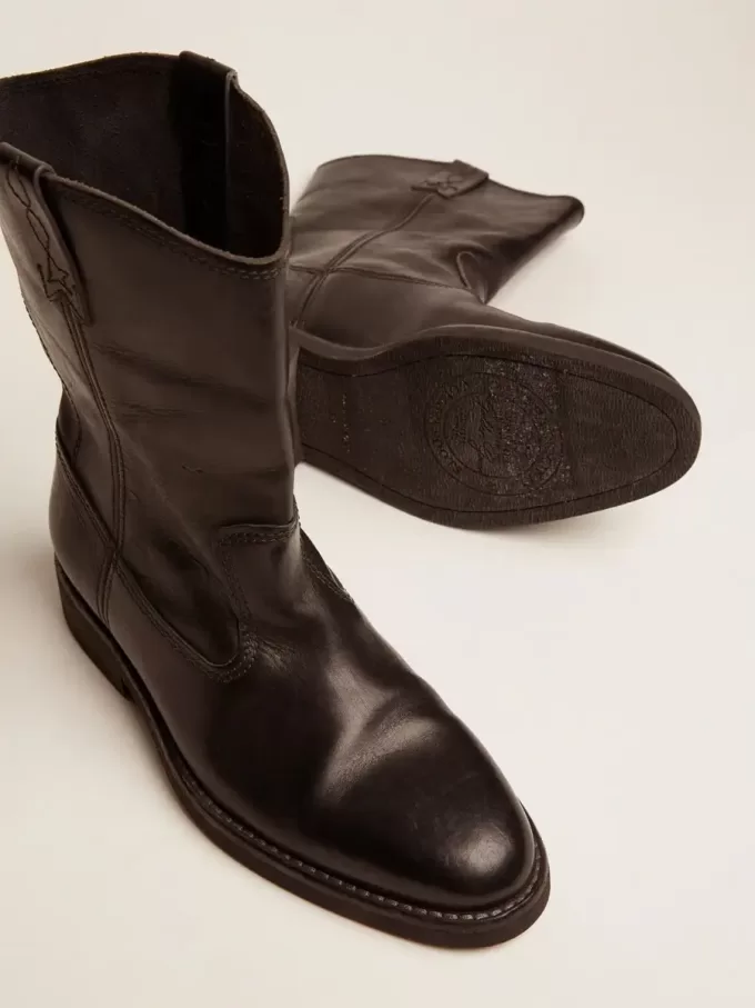 Botas moteras de piel negra Botas moteras de piel negra