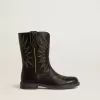 Botas Wish Junior de piel negra con estrellas amarillas bordadas Botas Wish Junior de piel negra con estrellas amarillas bordadas