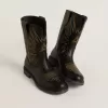 Botas Wish Junior de piel negra con estrellas amarillas bordadas Botas Wish Junior de piel negra con estrellas amarillas bordadas