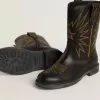 Botas Wish Junior de piel negra con estrellas amarillas bordadas Botas Wish Junior de piel negra con estrellas amarillas bordadas