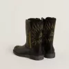 Botas Wish Junior de piel negra con estrellas amarillas bordadas Botas Wish Junior de piel negra con estrellas amarillas bordadas